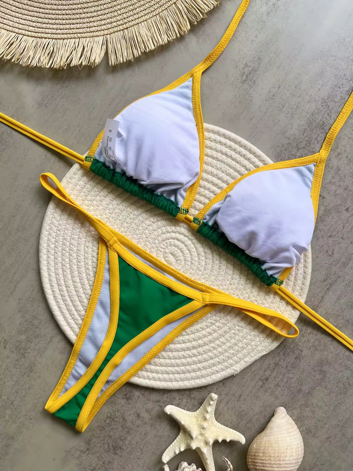 Beachwear | Bikini Brasil Tropical – Stampa Verde e Oro