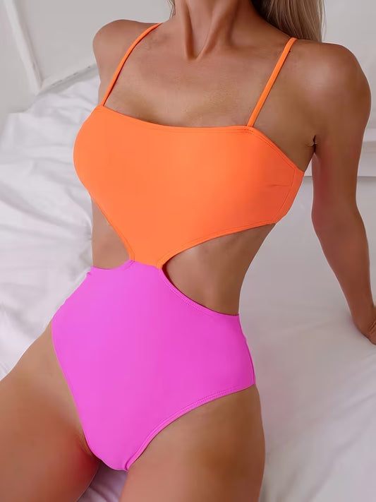 Beachwear | Costume Intero Sunset – Rosa e Arancio